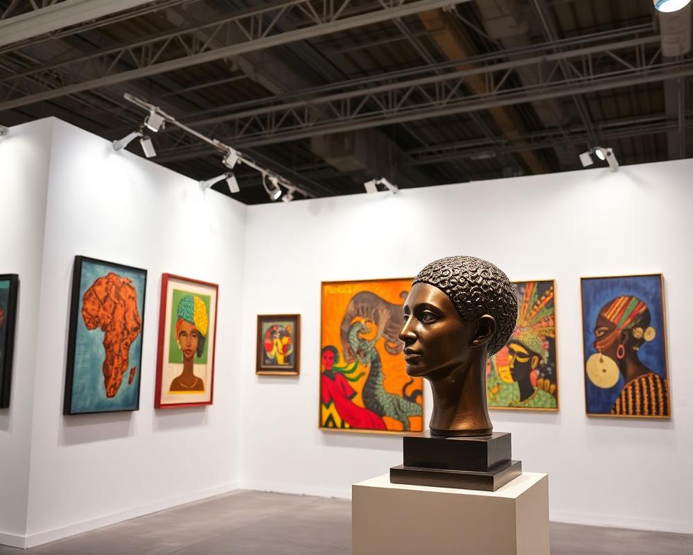 Art fair showcase with African artworks